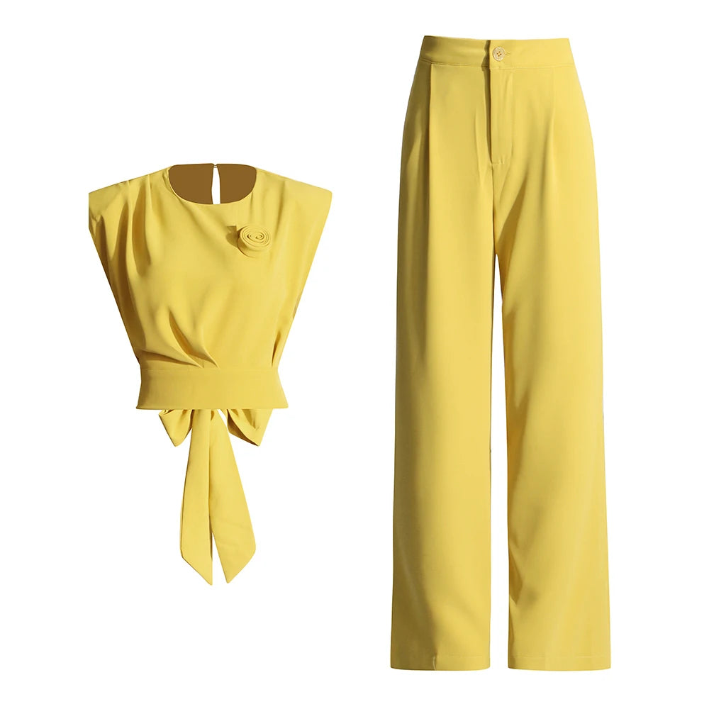 Tie-Waist Top and Pants Set