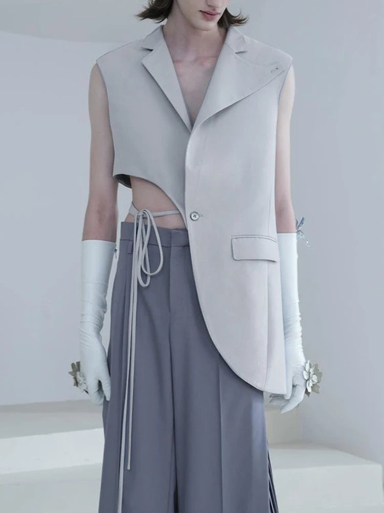Asymmetric Lace-Up Tailored Vest