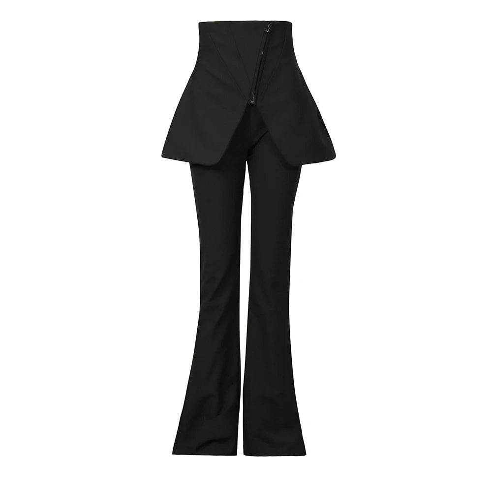 Layered-Waist Flared Pants