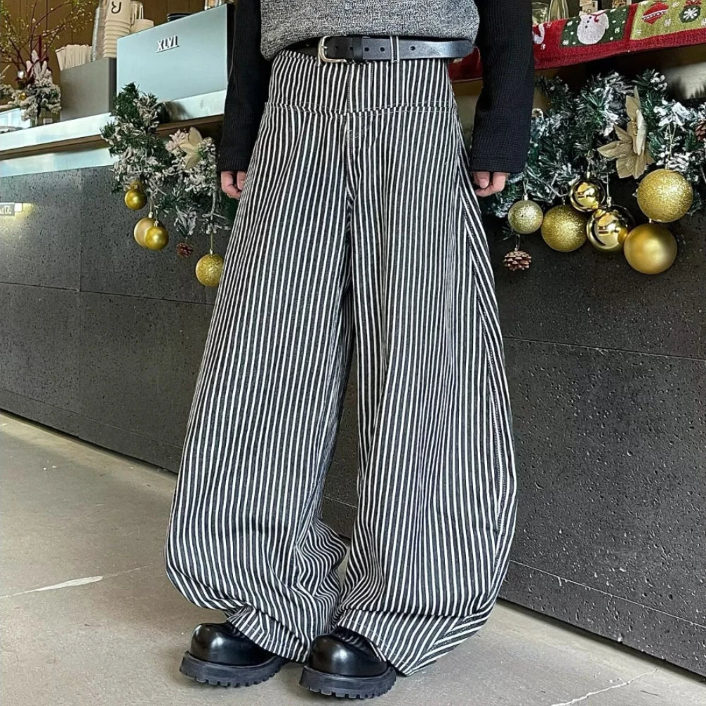 Striped Wide-Leg Pants