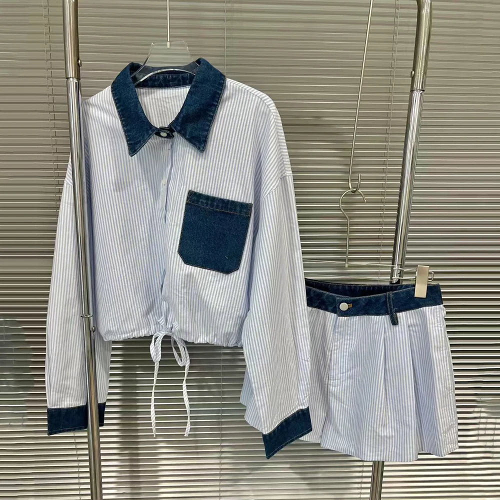 Striped Shirt and Shorts Set