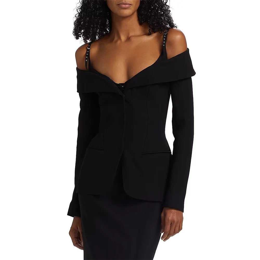 Cold-Shoulder Fitted Blazer