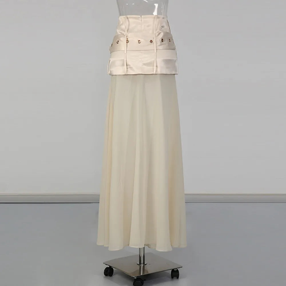 Embellished-Waist Straight Skirt