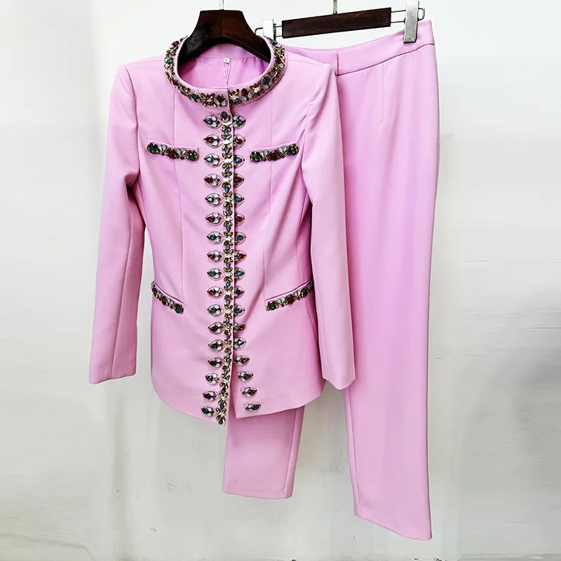 Embellished Jacket and Pants Set