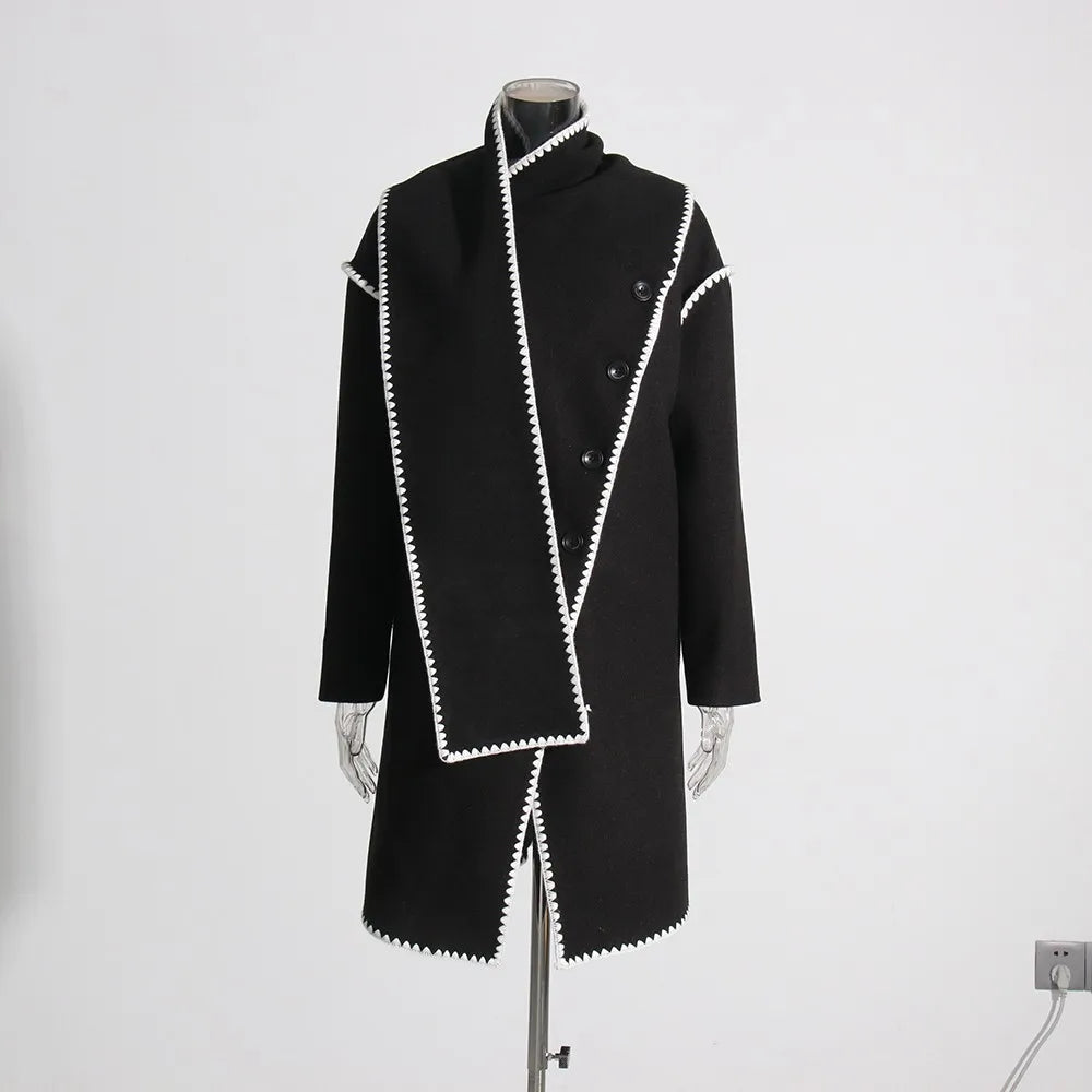 Contrast-Stitch Longline Jacket