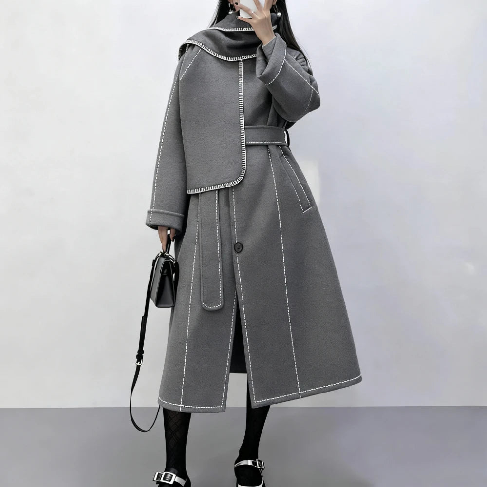 Tie-Waist Longline Button Coat