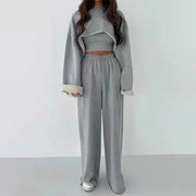 Cropped Sweatshirt and Pants Set