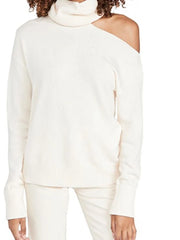 Cutout-Shoulder Turtleneck Sweater