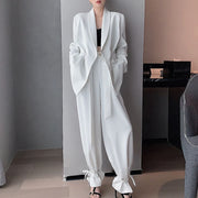Blazer and Tie-Hem Pants Set