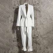 Blazer and Tie-Hem Pants Set