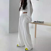Cropped Sweatshirt and Pants Set