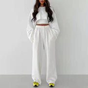 Cropped Sweatshirt and Pants Set
