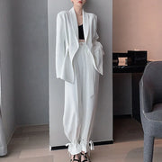 Blazer and Tie-Hem Pants Set