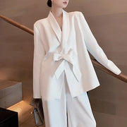 Blazer and Tie-Hem Pants Set