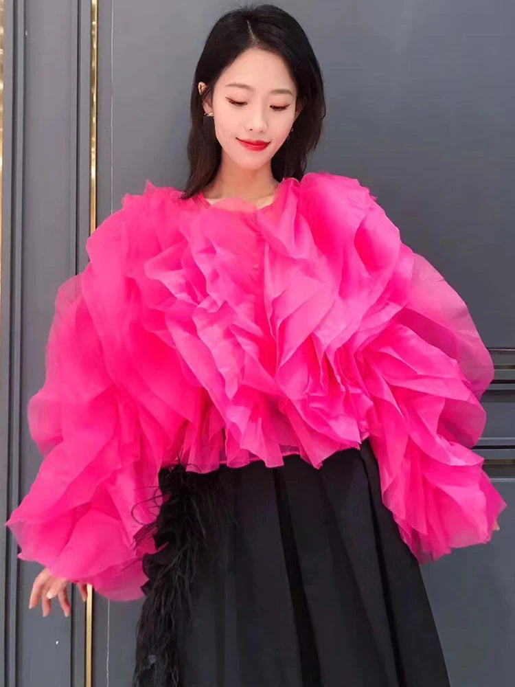 Ruffled Long-Sleeve Blouse