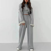 Cropped Sweatshirt and Pants Set