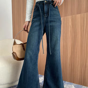Tie-Waist Flared Jeans