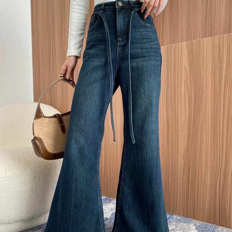 Tie-Waist Flared Jeans