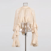 Tiered Ruffle-Sleeve Blouse