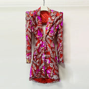 Sequin Long-Sleeve Blazer Dress