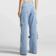 Strap-Detail Cargo Jeans