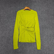 Twist-Front Long-Sleeve Top