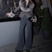 Shaggy-Trim Fitted Jacket