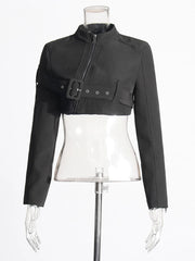 Buckle-Detail Cropped Jacket