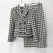 Houndstooth Blazer and Skirt Set