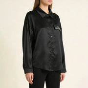 Glossy Patch-Pocket Button Shirt