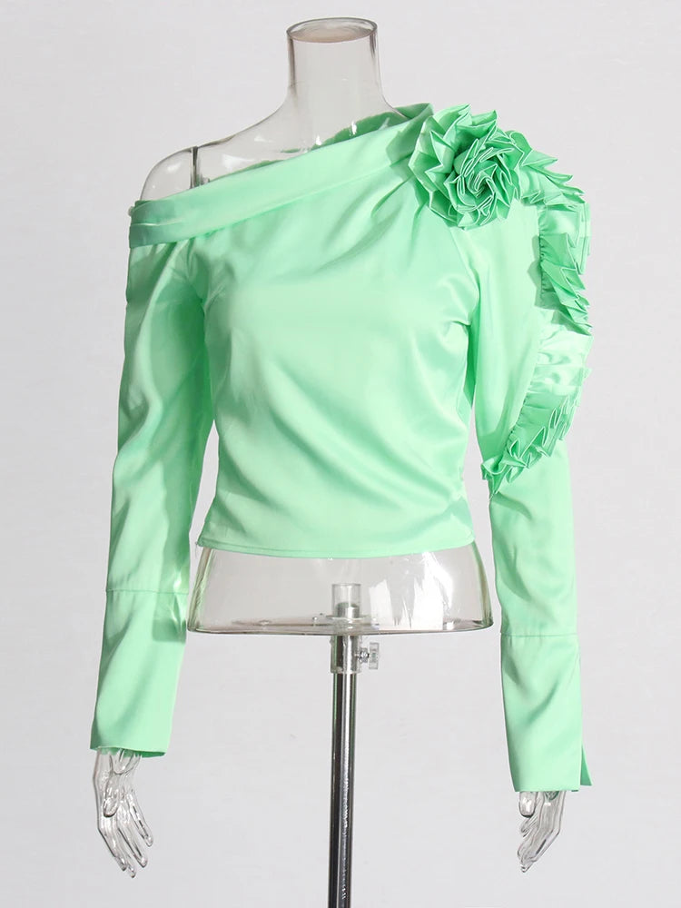 Rosette Off-Shoulder Blouse