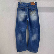 Wide-Leg Faded Jeans