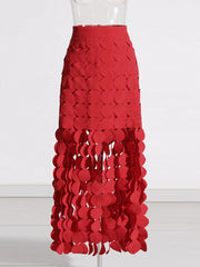Disc-Trim Cutout Skirt