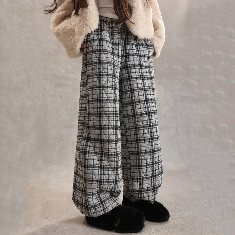 Plaid Relaxed Wide-Leg Pants