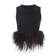 Wispy-Hem Sleeveless Crop Top