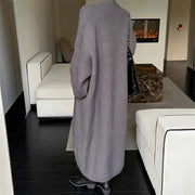 Textured Open-Front Long Cardigan