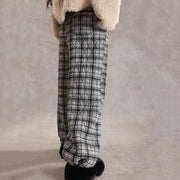 Plaid Relaxed Wide-Leg Pants
