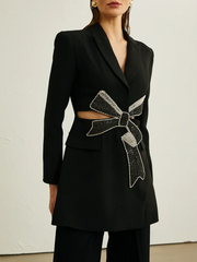 Bow-Detail Cutout Blazer