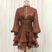 Ruched-Waist Tiered Mini Dress