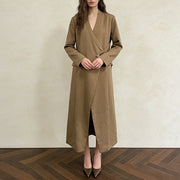Asymmetric Single-Button Long Coat