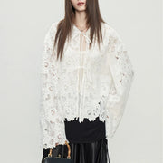 Scalloped-Hem Lace Blouse
