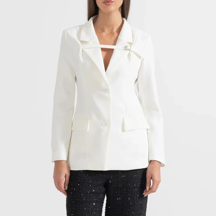 Strap-Detail Tailored Blazer