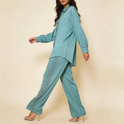 Relaxed Shirt and Wide-Leg Pants Set