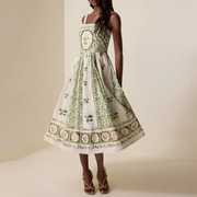 Floral Square-Neck Strap Dress