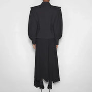 Stand-Collar Balloon-Sleeve Jacket