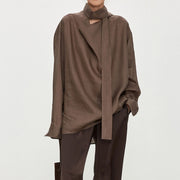 Draped Long-Sleeve Blouse