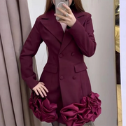 Ruffled-Hem Blazer Dress