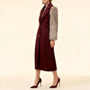 Contrast-Textured Sleeve Long Coat