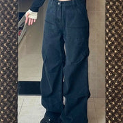 Patch-Pocket Wide-Leg Jeans