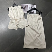 Tie-Waist Vest and Skirt Set